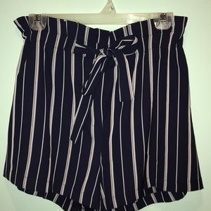 Navy And White Striped Shorts